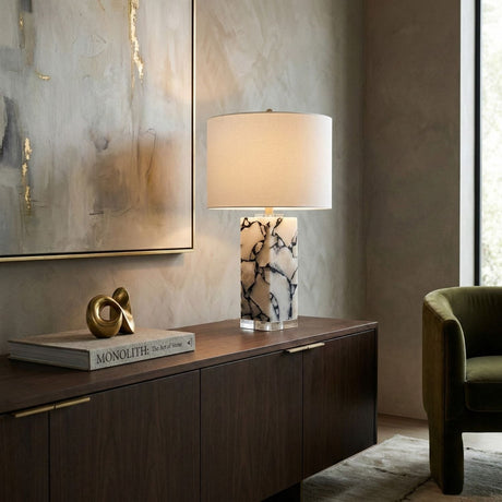 Modern European furniture - White Marble Accent Table Lamp - www.oroa.com