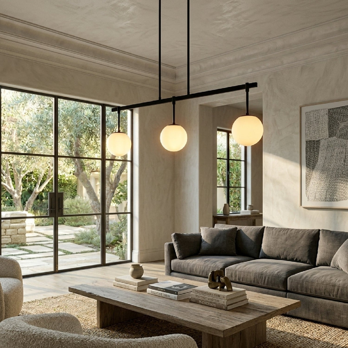 Modern European furniture - White Sphere 6-Light Linear Chandelier - www.oroa.com