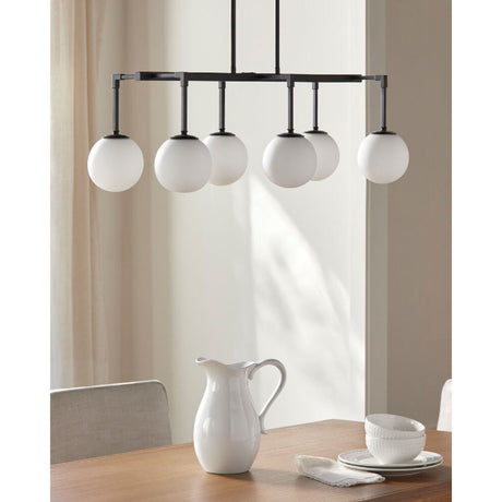 Modern European furniture - White Sphere 6-Light Linear Chandelier - www.oroa.com