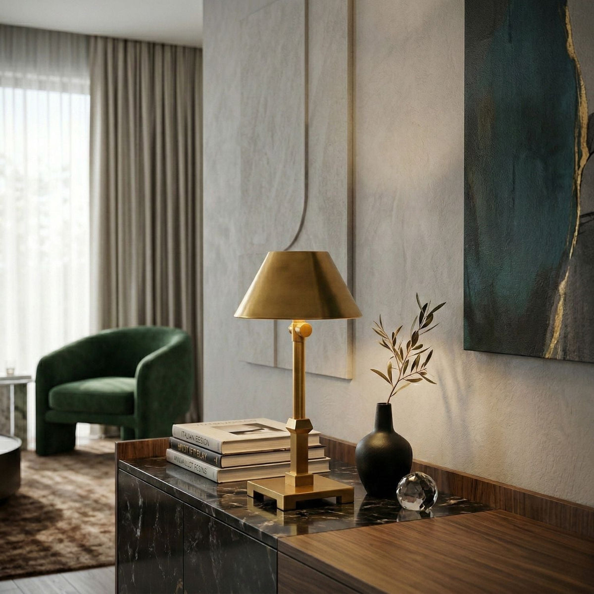 Modern European furniture - Antique Gold Accent Table Lamp (2) - www.oroa.com