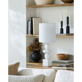 Modern European furniture - Geometric Stacked Linen Table Lamp - www.oroa.com