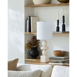 Modern European furniture - Geometric Stacked Linen Table Lamp - www.oroa.com