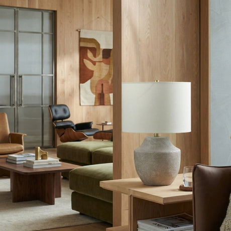 Modern European furniture - Beige Drum Linen Table Lamp S - www.oroa.com