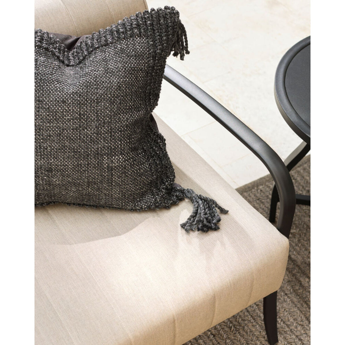 Modern European furniture - Black Aluminum Outdoor Loveseat - www.oroa.com