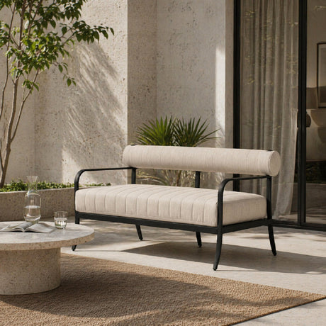 Modern European furniture - Black Aluminum Outdoor Loveseat - www.oroa.com