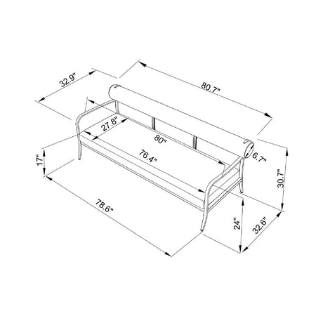 Modern European furniture - Black Aluminum Outdoor Sofa - www.oroa.com