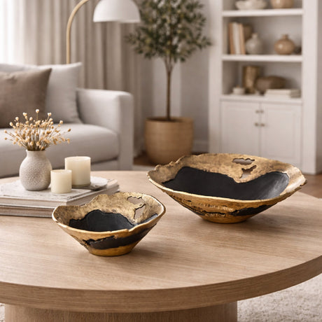 Modern European furniture - Antiqued Aluminum Decorative Bowls (2) - www.oroa.com