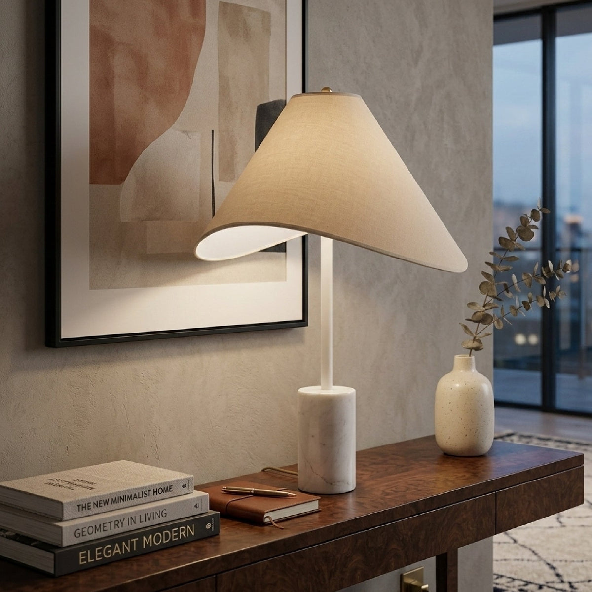 Modern European furniture - Marble Base Cotton Table Lamp - www.oroa.com