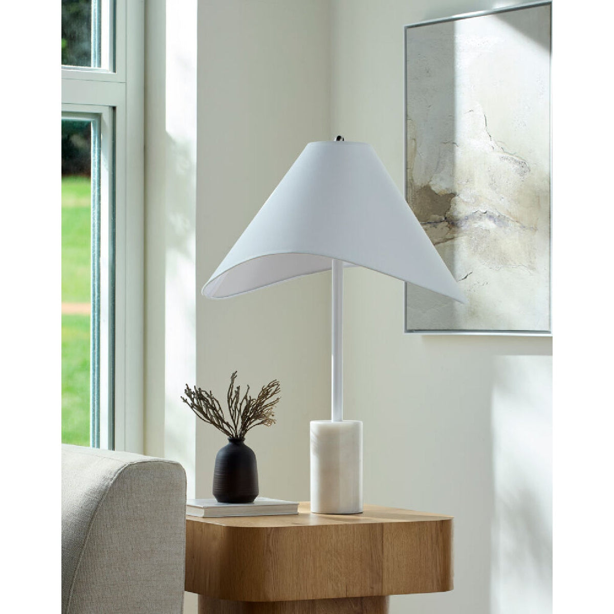 Modern European furniture - Marble Base Cotton Table Lamp - www.oroa.com