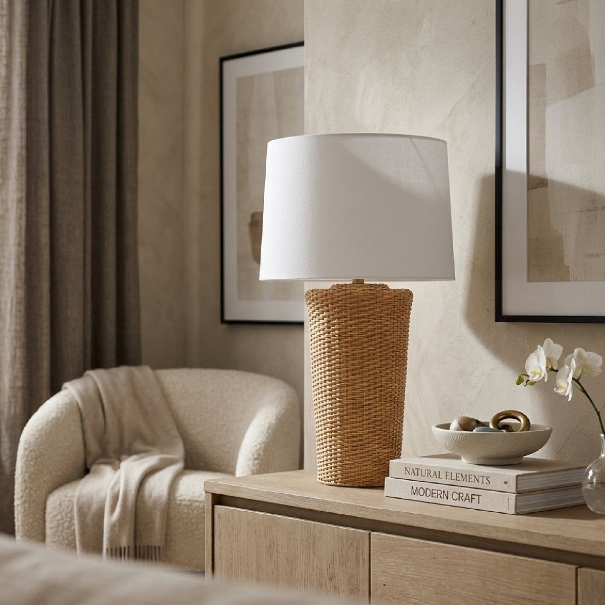Modern European furniture - Rattan Woven Accent Table Lamp - www.oroa.com