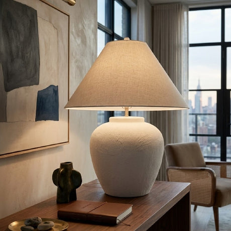 Modern European furniture - Cream Ceramic Accent Table Lamp - www.oroa.com