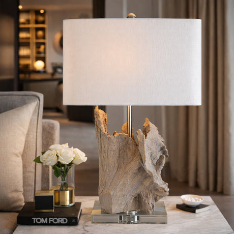 Modern European furniture - Organic Wooden-Look Table Lamp - www.oroa.com