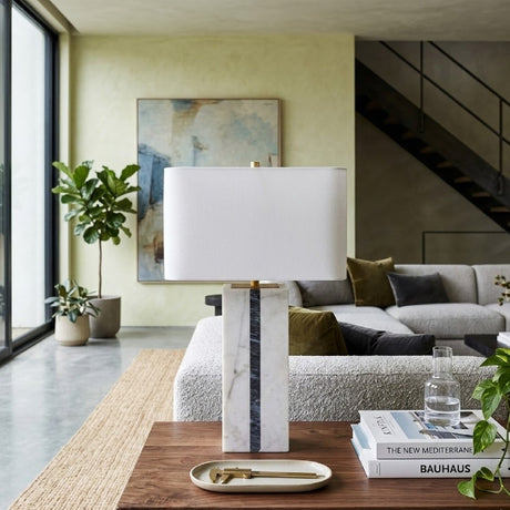 Modern European furniture - Marble White Linen Table Lamp - www.oroa.com
