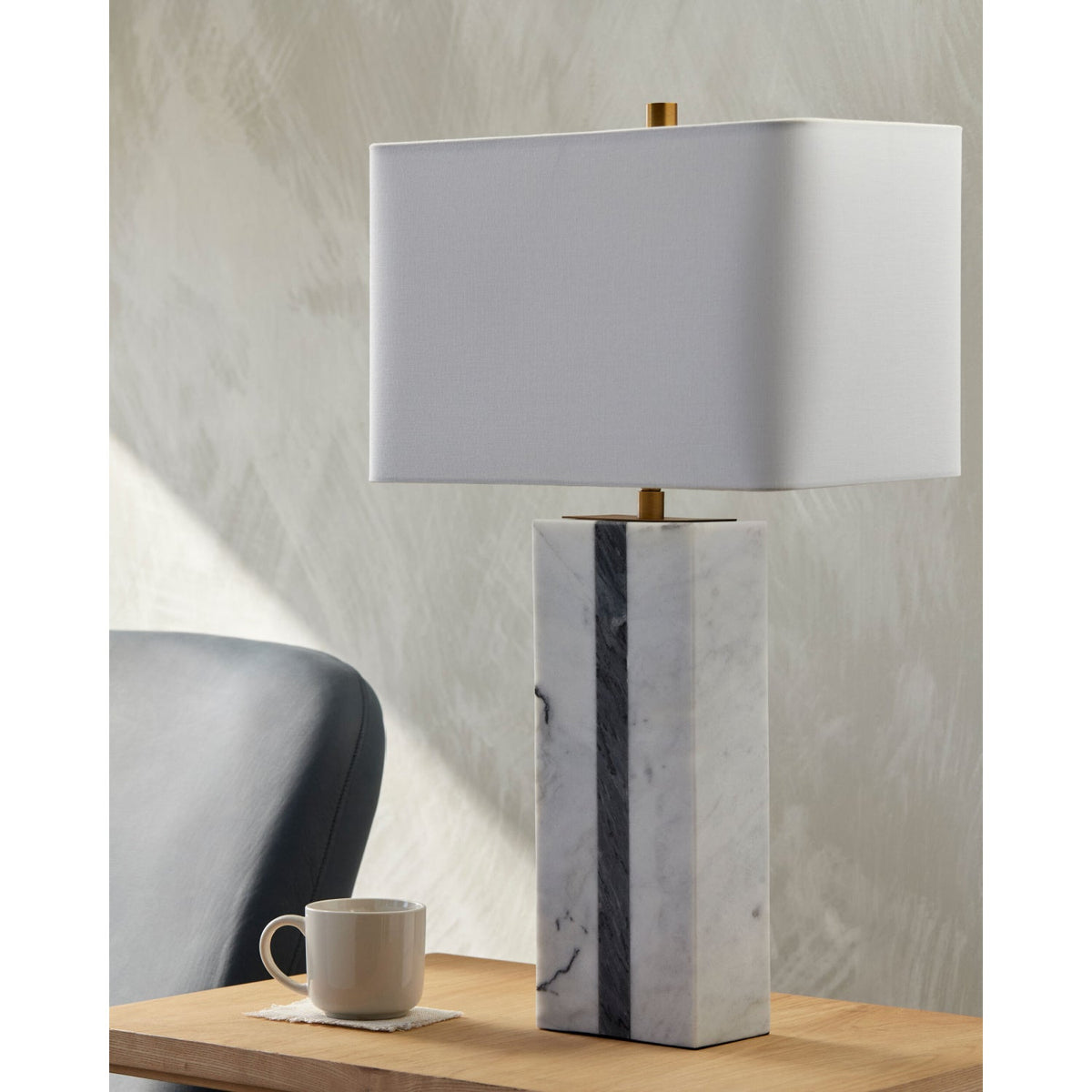 Modern European furniture - Marble White Linen Table Lamp - www.oroa.com
