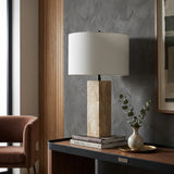 Modern European furniture - Travertine Cream Linen Table Lamp - www.oroa.com