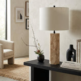 Modern European furniture - Travertine Cream Linen Table Lamp - www.oroa.com