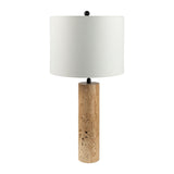Modern European furniture - Travertine Cream Linen Table Lamp - www.oroa.com