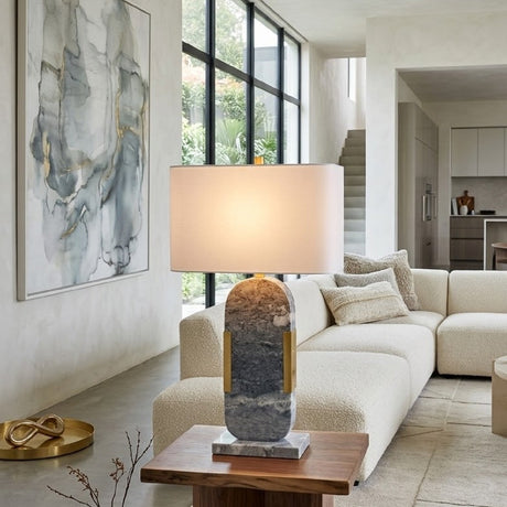 Modern European furniture - Gray Marble Accent Table Lamp - www.oroa.com