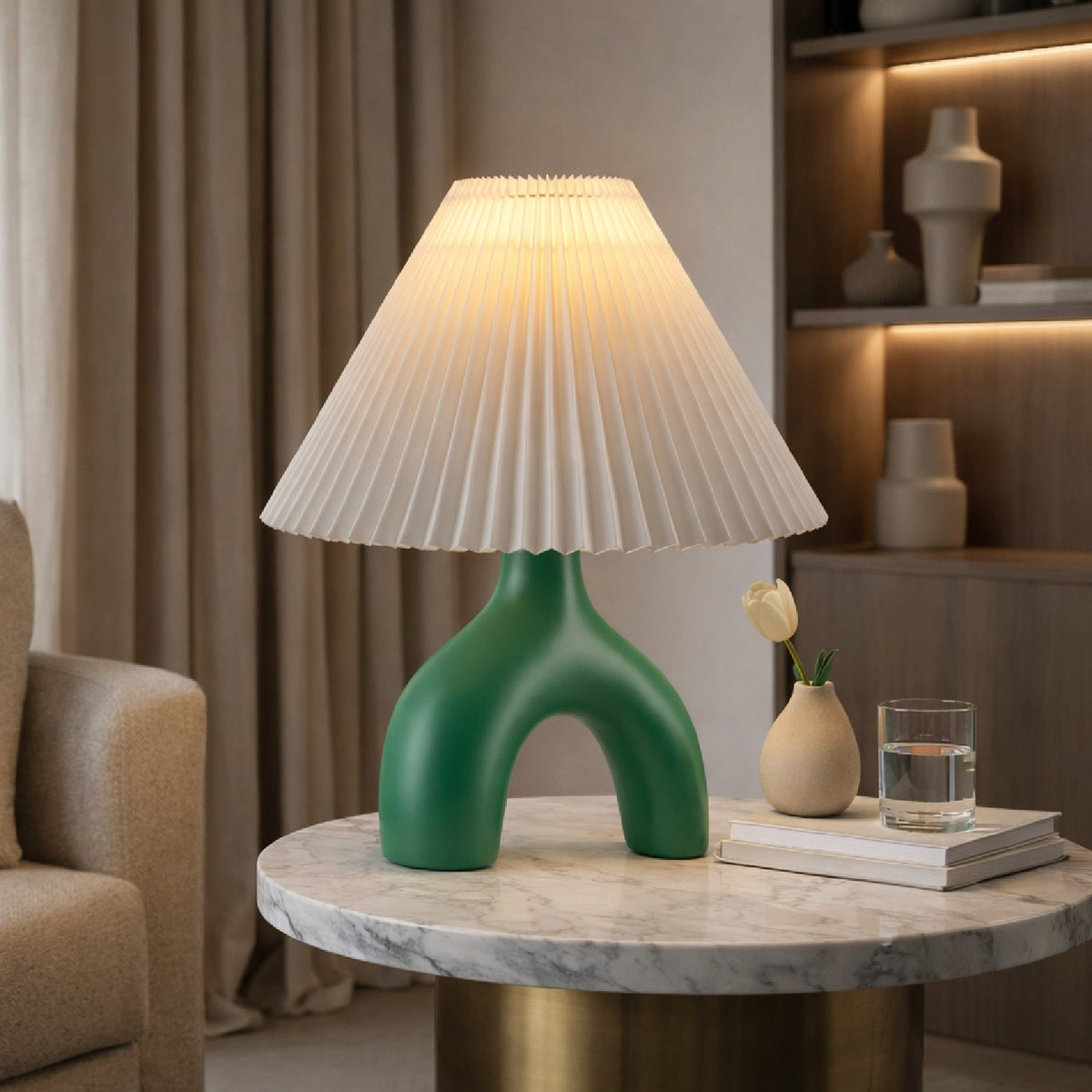 Modern European furniture - Ceramic White Linen Table Lamp - www.oroa.com
