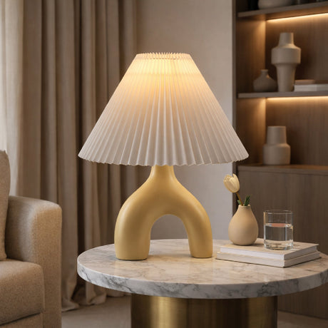 Modern European furniture - Ceramic White Linen Table Lamp - www.oroa.com