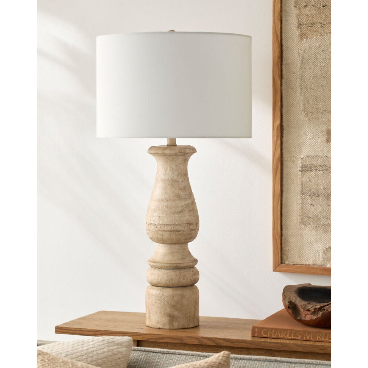 Modern European furniture - White Linen Accent Table Lamp - www.oroa.com