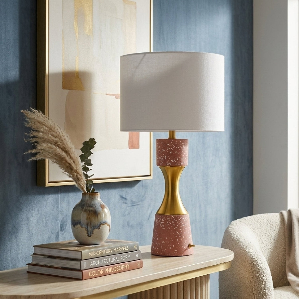 Modern European furniture - Terrazzo Finish Hourglass Table - www.oroa.comLamp