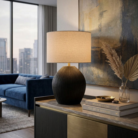 Modern European furniture - Black Ceramic Accent Table Lamp - www.oroa.com
