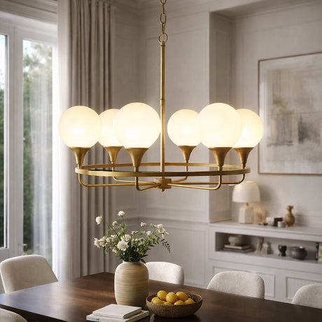 Modern European furniture - 6-Light White Glass Chandelier - www.oroa.com