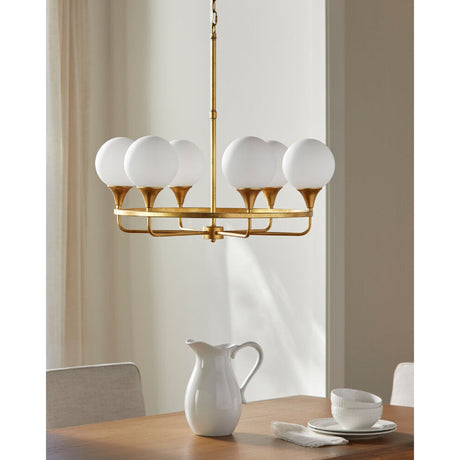 Modern European furniture - 6-Light White Glass Chandelier - www.oroa.com