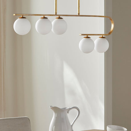 Modern European furniture - White Glass 5-Light Linear Chandelier - www.oroa.com