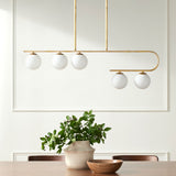 Modern European furniture - White Glass 5-Light Linear Chandelier - www.oroa.com