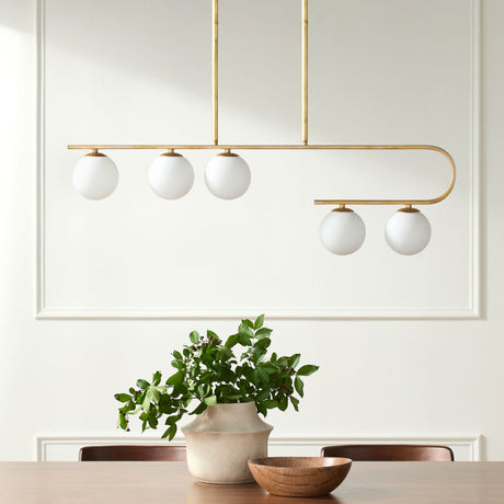 Modern European furniture - White Glass 5-Light Linear Chandelier - www.oroa.com