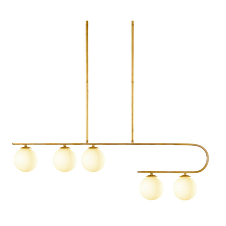 Modern European furniture - White Glass 5-Light Linear Chandelier - www.oroa.com