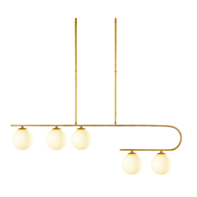 Modern European furniture - White Glass 5-Light Linear Chandelier - www.oroa.com