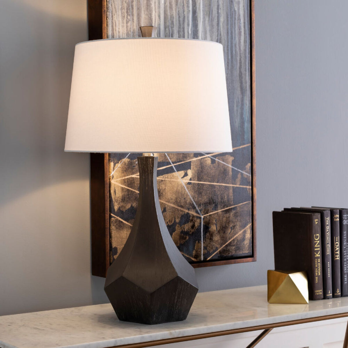 Modern European furniture - Gray Faceted Accent Table Lamp - www.oroa.com