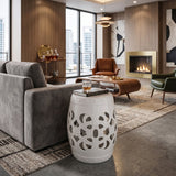 Modern European furniture - Openwork Glazed Ceramic Garden Stool - www.oroa.com