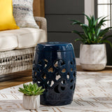 Modern European furniture - Openwork Glazed Ceramic Garden Stool - www.oroa.com