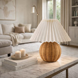 Modern European furniture - Pleated Shade Rattan Table Lamp - www.oroa.com