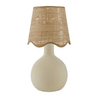 Modern European furniture - Wavy-Edge Rattan Ceramic Table Lamp - www.oroa.com