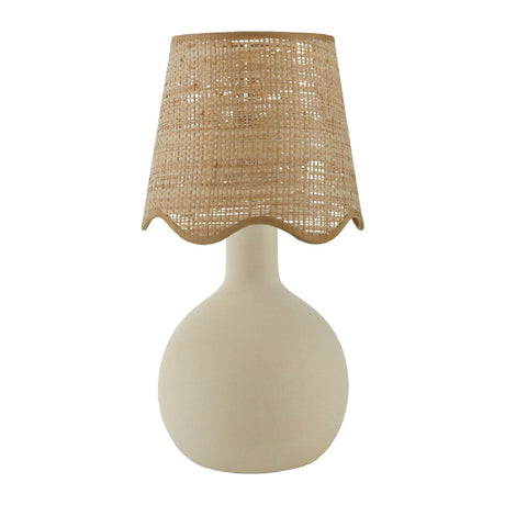 Modern European furniture - Wavy-Edge Rattan Ceramic Table Lamp - www.oroa.com