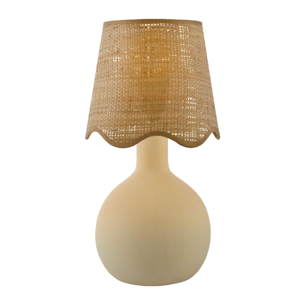 Modern European furniture - Wavy-Edge Rattan Ceramic Table Lamp - www.oroa.com