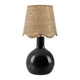 Modern European furniture - Wavy-Edge Rattan Ceramic Table Lamp - www.oroa.com