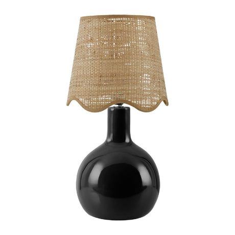 Modern European furniture - Wavy-Edge Rattan Ceramic Table Lamp - www.oroa.com