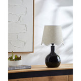 Modern European furniture - Wavy-Edge Rattan Ceramic Table Lamp - www.oroa.com