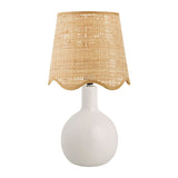Modern European furniture - Wavy-Edge Rattan Ceramic Table Lamp - www.oroa.com