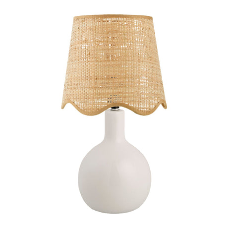 Modern European furniture - Wavy-Edge Rattan Ceramic Table Lamp - www.oroa.com
