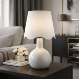 Modern European furniture - Wavy-Edge Rattan Ceramic Table Lamp - www.oroa.com