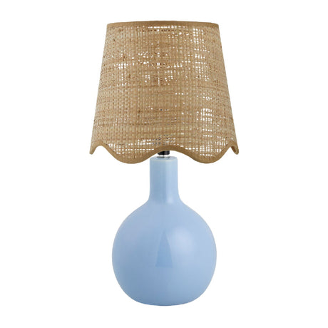 Modern European furniture - Wavy-Edge Rattan Ceramic Table Lamp - www.oroa.com
