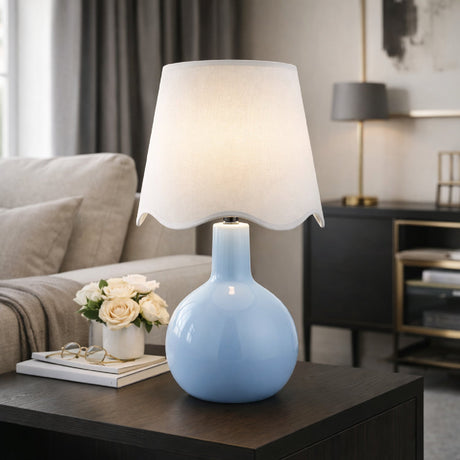 Modern European furniture - Wavy-Edge Rattan Ceramic Table Lamp - www.oroa.com