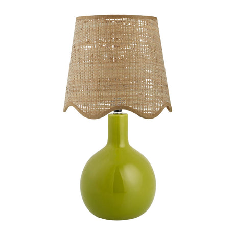 Modern European furniture - Wavy-Edge Rattan Ceramic Table Lamp - www.oroa.com